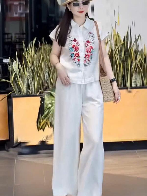 Set Đồ Nữ Trung Niên Cao Cấp, Áo Sơ Mi Và Quần Dài, Bộ Hè 2025, Thoáng Mát, set đồ đẹp Top Women sét bộ Mã PG23