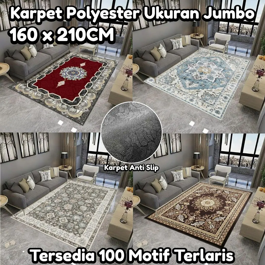 ATOZ X Alya Elsanum Shop - Karpet Lantai Turki Uk 160*210 Karpet Polyester Permadani Karpet Lantai Eropa Karpet Ruang Tamu Anti Slip Premium