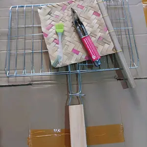 PANGGANGAN IKAN JUMBO (berbahan kawat putih) *TAHAN KARAT /PANGGANGAN Kayu bonus kuas