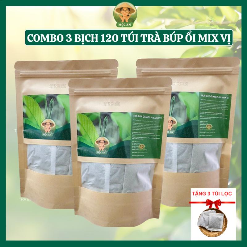 Combo 3 bịch 120 gói trà túi lọc 5 vị búp ổi lá sen giảo cổ lam cỏ ngọt lá nếp (tặng 3 gói) Nước Trà Tea trà  lá sen Chè trà lá ổi phơi khô tea trà  búp