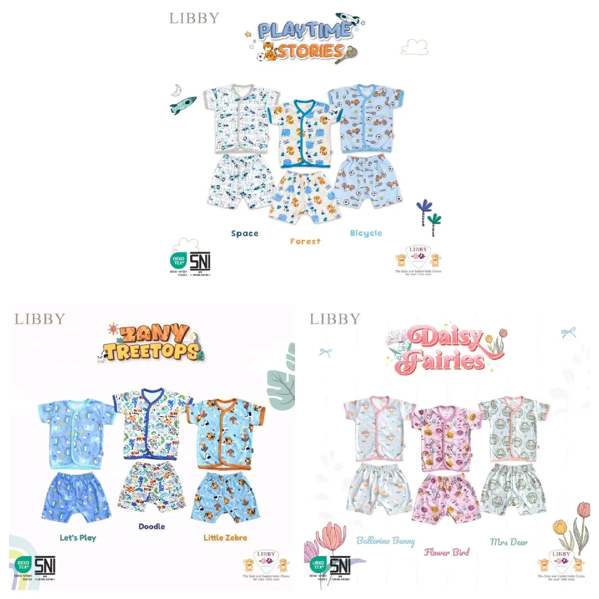 Setelan Kancing Depan Libby Pendek Celana Pendek S/M/L 3 STEL