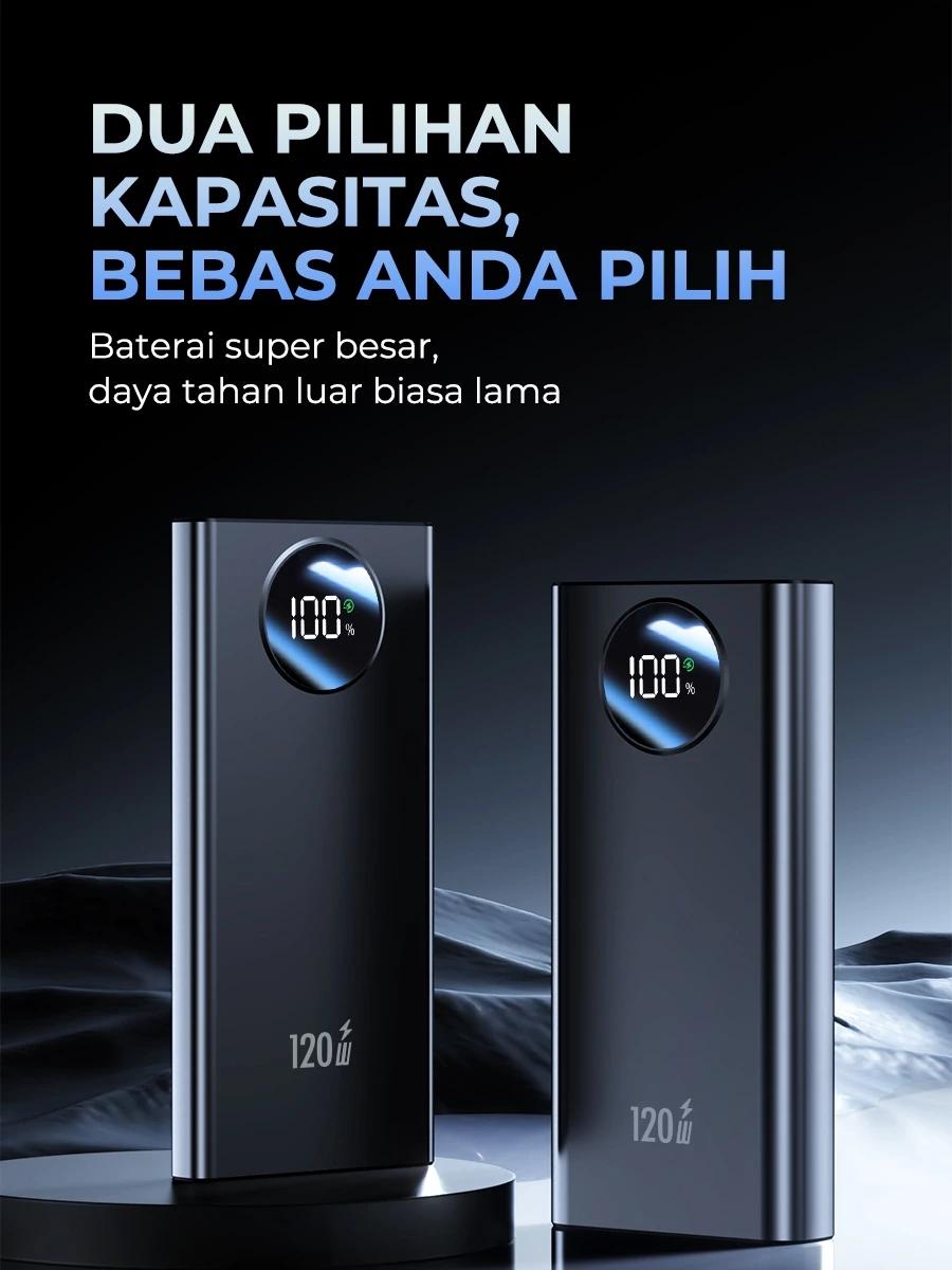 Maddox Powerbank 50000mAh Kapasitas Super Besar 120W Pengisian Cepat untuk iPhone/Android dengan Perlindungan Keamanan dan Tampilan Digital LED