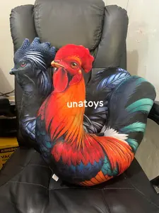 Boneka Bantal 3D karakter ayam  jago cemani 45cm / bantal sofa ayam printing lucu ori berlabel SNI