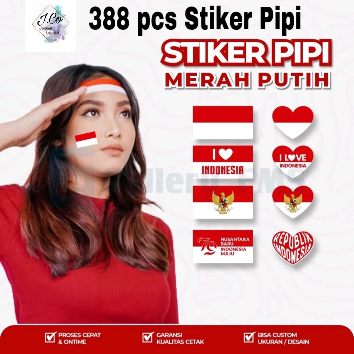 (388 pcs) Paket Hemat Stiker Pipi Merah Putih