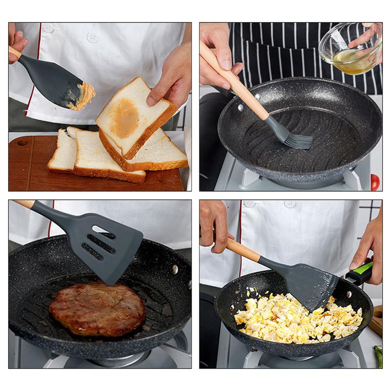 [EXCLUSIVE CREATOR] JIB Silicone Utensil Spatula / Spatula Silicon / Utensile Turner / Sutil Silikon Tahan Panas Gagang Kayu 7