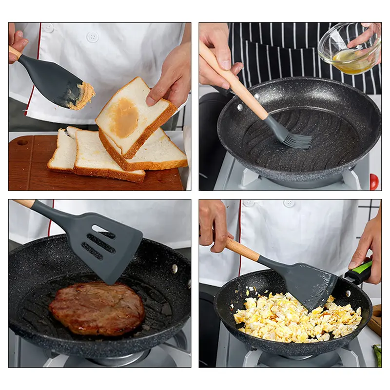 [EXCLUSIVE CREATOR] JIB Silicone Utensil Spatula / Spatula Silicon / Utensile Turner / Sutil Silikon Tahan Panas Gagang Kayu 6