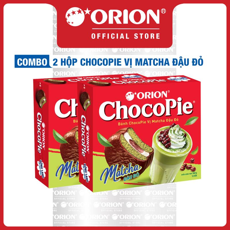 Combo 2 Hộp 12 Gói Bánh ChocoPie Vị Matcha Đậu Đỏ Orion (360g)