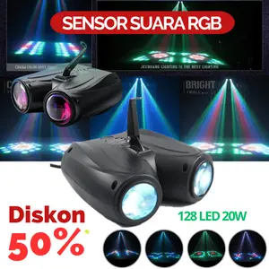 READY Emslaser Lampu sorot panggung Proyektor acara konser Disco Sensor Suara RGB 128 LED 20W .