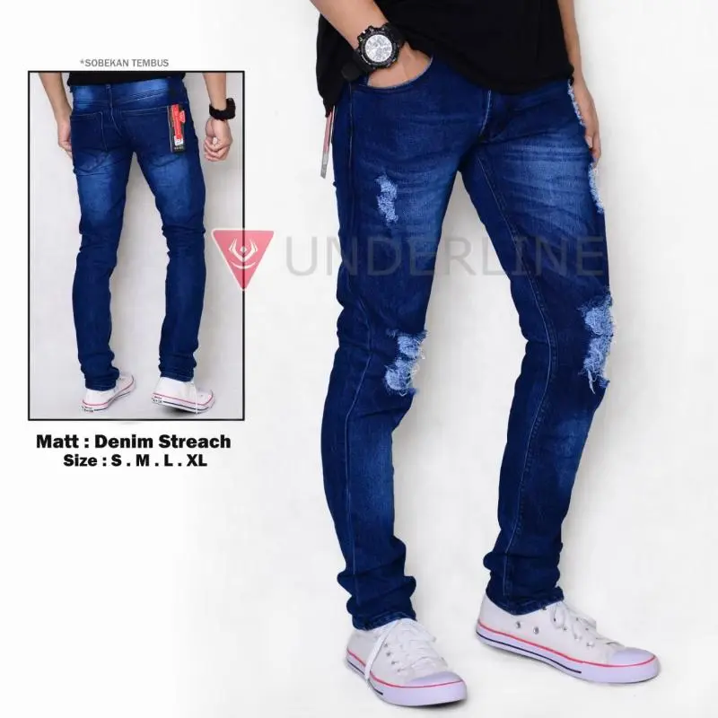 Celana Jeans sobek pria - Ripped Jeans - celana slim fit pria motif sobek