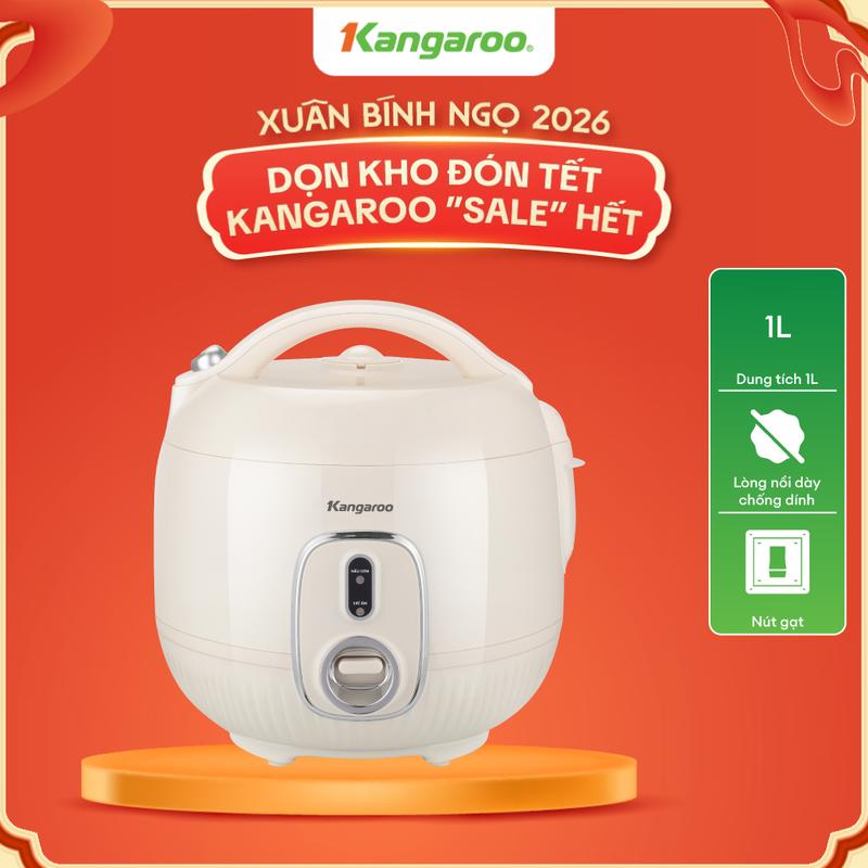    L     SẢN PHẨM MỚI   Nồi cơm điện Kangaroo 1 Lít KGRC10M1BE- nút nhấn cơ thao tác dễ dàng. 