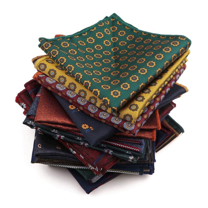 Cao cấp Phong cách mới Jacquard dệt Hanky túi vuông chấm sọc hoa khăn tay phù…