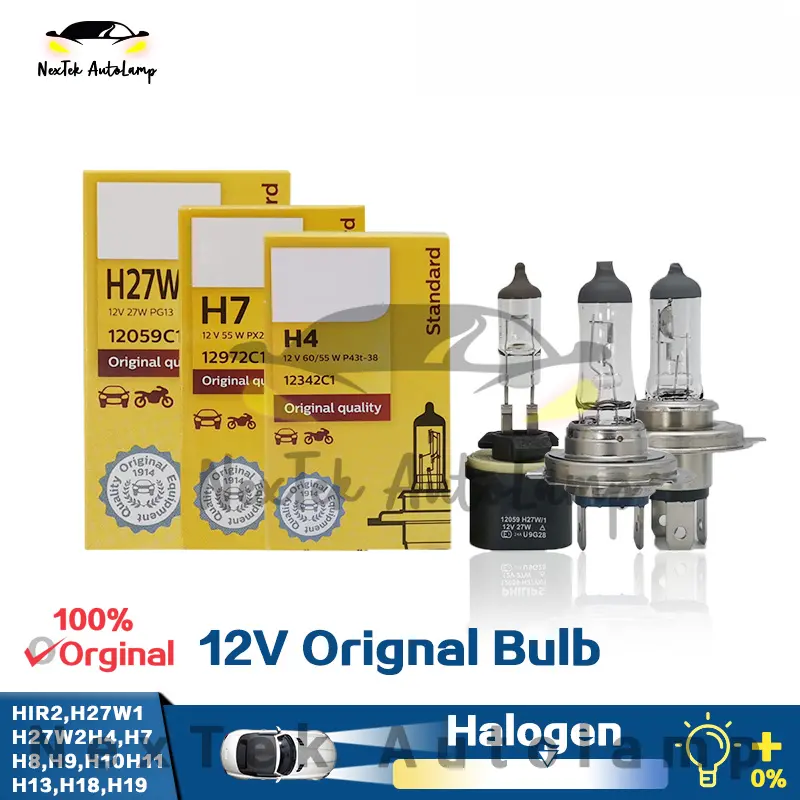 For Philips Vision HIR2 H4 H7 H8 H9 H11 H27W/1 12V 3200K Original Car Standard Halogen Headlight High Low Beam Lamp (1 Bulb)
