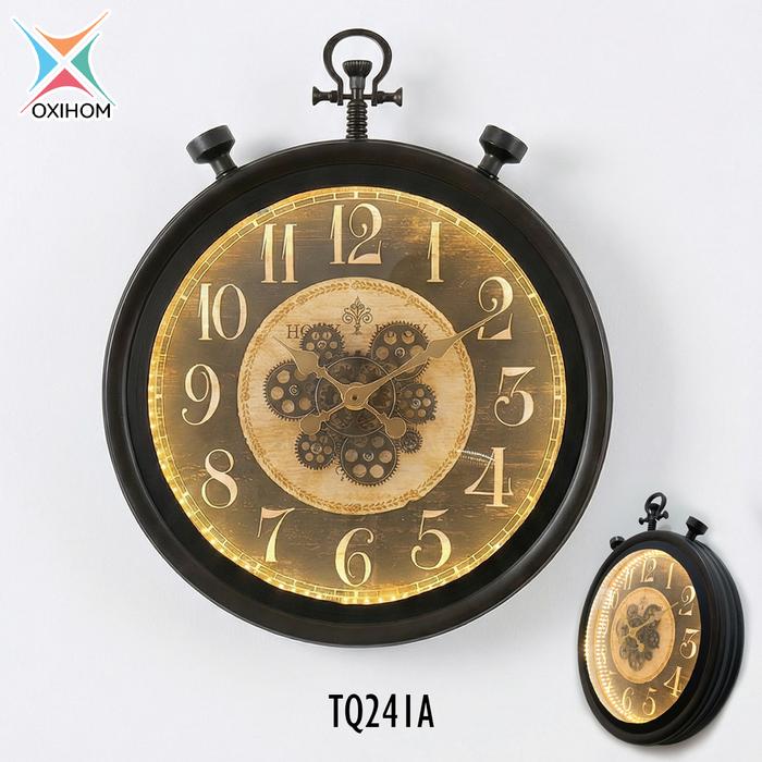 Gambar Oxihom Jam Dinding Bulat 57  cm dengan Roda Gear Putar Lampu Jam Dinding Silent Vintage Aesthetic Mewah Modern Estetik TQ241A dari Oxihom Kota Administrasi Jakarta Utara Tokopedia
