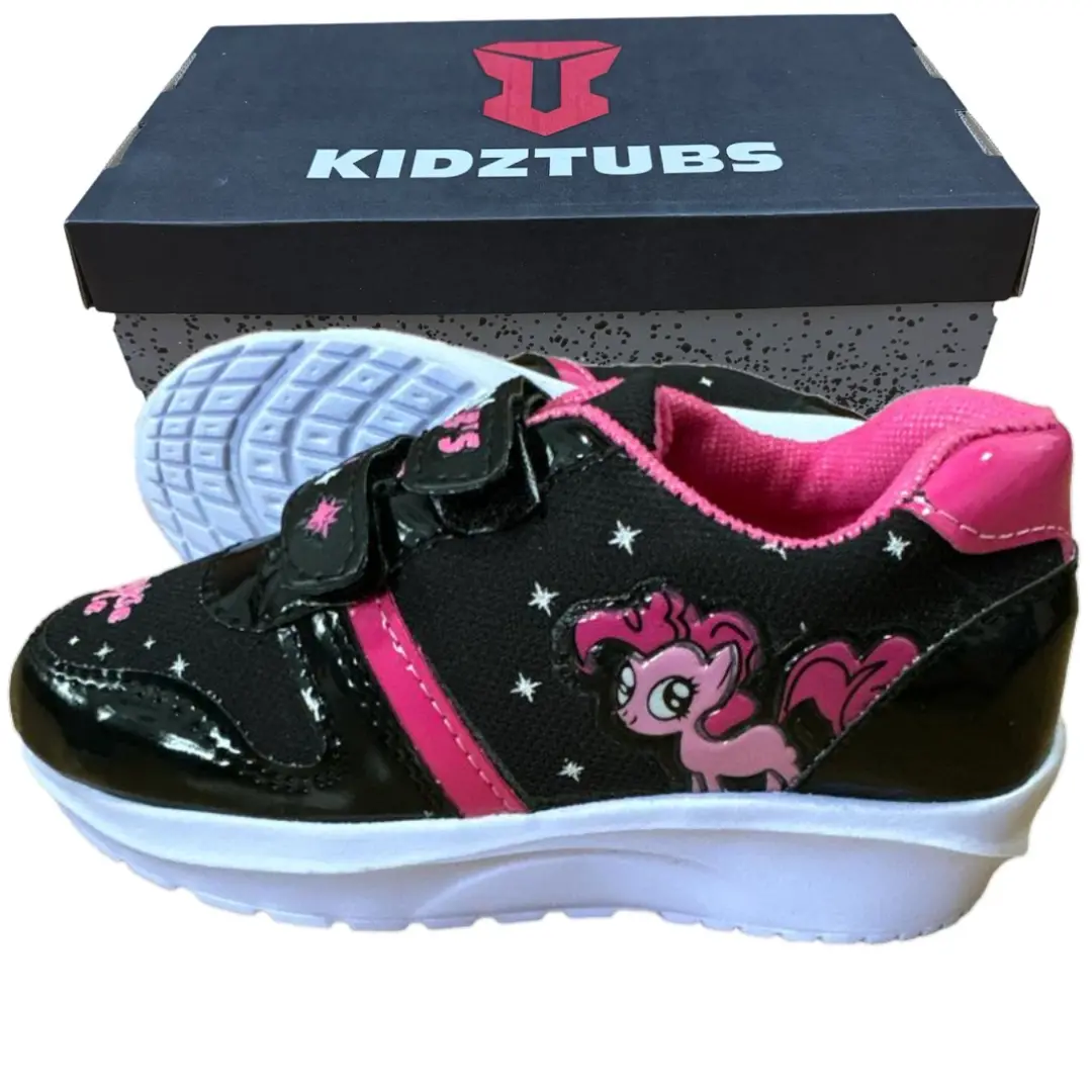 Sepatu Sekolah Anak Perempuan Karakter Kartun Karakter Kudapony Cewek Cowok Warna Hitam Murah Tali Perekat Rekat Velcro Kecil Tanggung Umur Usia PAUD TK SD Kelas 1 2 3 4 5 6 7 8 9 0 Tahun KIDZTUBS1501101523 Kaki Anak-Anak