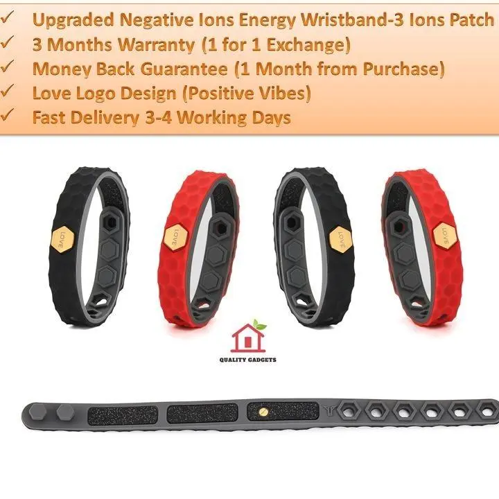 Live Exclusive only Wonderful Ionics Upgraded Negative Ions Energy Wrist Band With Love Logo