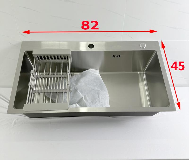 Chậu Rửa Chén Bát INOX N19 8245 1 hộc NA.GRAND và Bộ Xả Chậu Thoát Nước Tặng Rổ Đa Năng KHÔNG VÒI