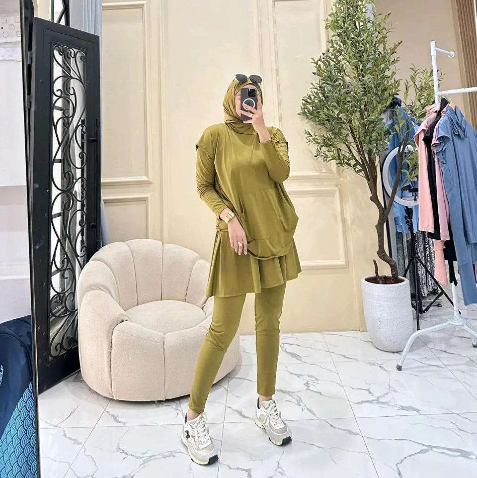 SETELAN OLAH RAGA WANITA 3in1/ MUSLIMAH SPORT WEAR SET 3IN1 BAHAN JERSEY Sporty