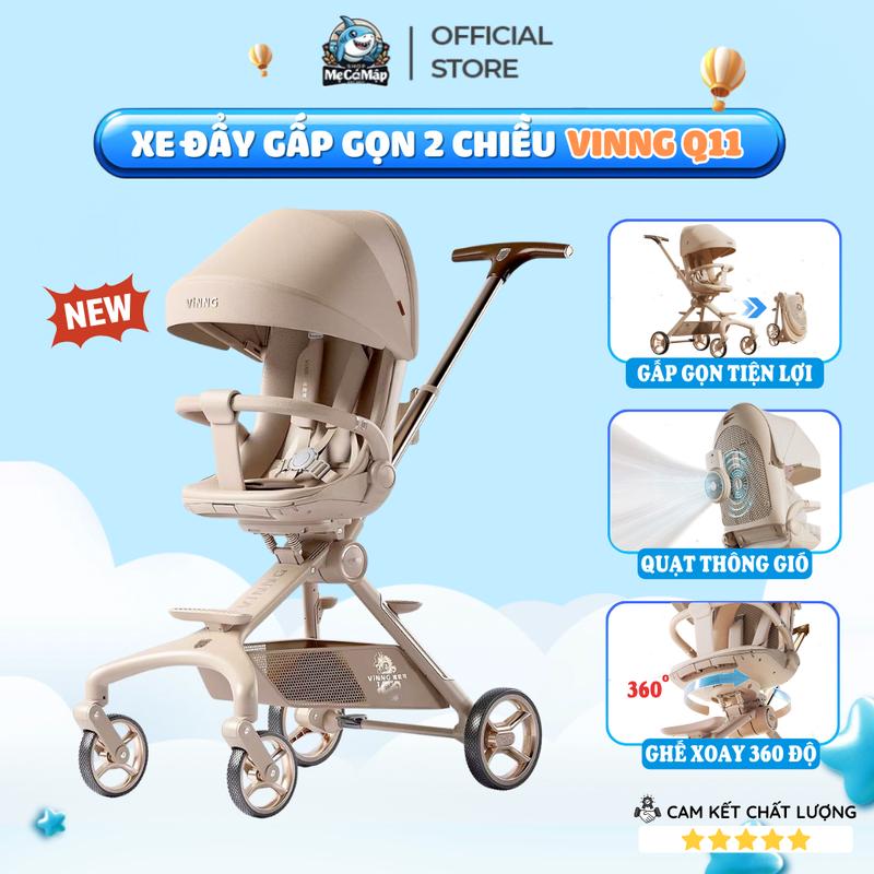 Xe Đẩy Cho Bé Vinng Q11 Xe Đẩy Gấp Gọn Thiết Kế Xoay 360 Độ Tiện Lợi Kèm Quạt Làm Mát Cho Bé 
