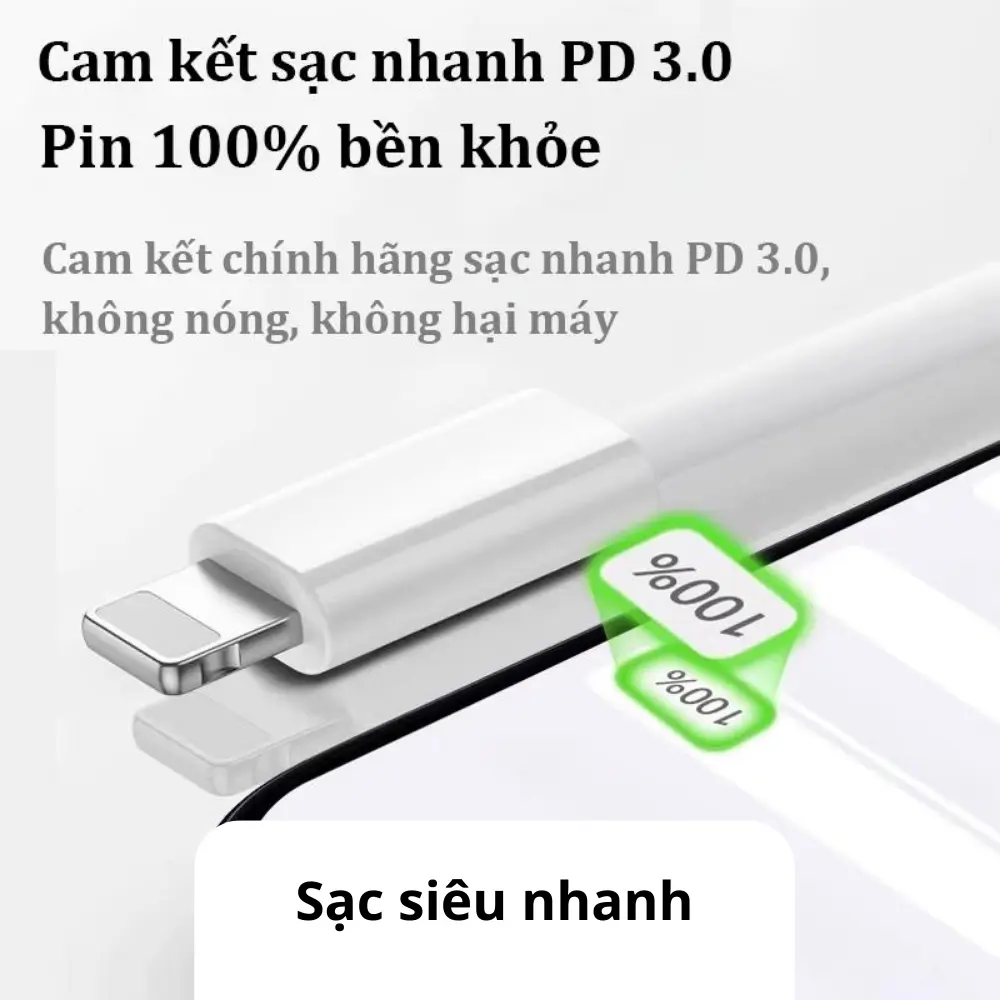 【Bộ sạc nhanh PD30W】Củ sạc nhanh+Dây sạc nhanh 1m，Type C to Light，Chip gốc nguyên tem，Sạc nhanh với nhiệt độ thấp，có thể sạc được 60% trong vòng 30 phút，Cho Tất cả các thiết bị trên thị trường, bao gồm cả điện thoại di động/máy tính bảng | BigBuy360 - bigbuy360.vn
