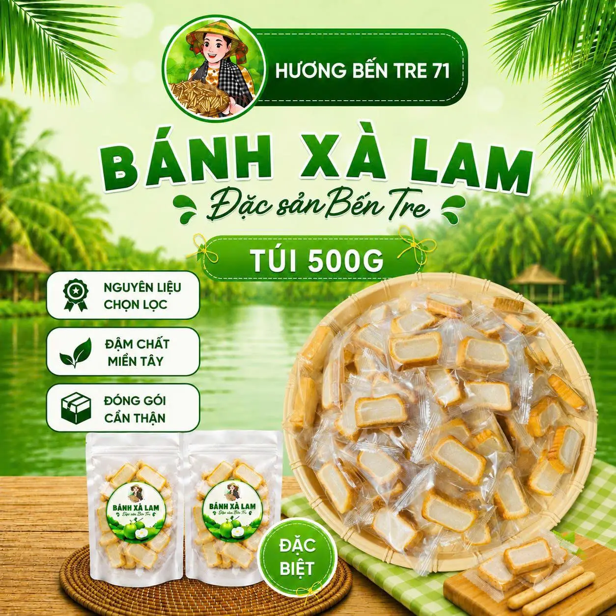 Bánh Xà Lam  - Bao Bì Riêng - Đặc Sản Bến Tre