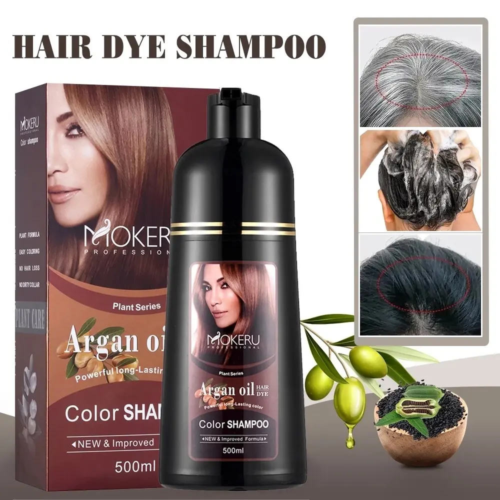 VIRAL !!! Sampo Pewarna Rambut MOKERU Shampoo Penghilang Uban / Pewarna Rambut Tanpa Bleaching