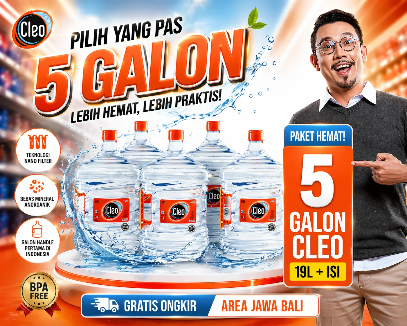 [DEPO] Bundle Hemat 5 Galon Cleo 19 LT Handle SE