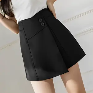 ROK CELANA KANCING II 6896 | SKORT KOREAN STYLE | ROK CELANA WANITA KEKINIAN Hitam Karet Putih Scuba Standar Variasi Pendek Panjang Belah Samping Bahan Premium 2 Kancing Resleting Karet Pinggang