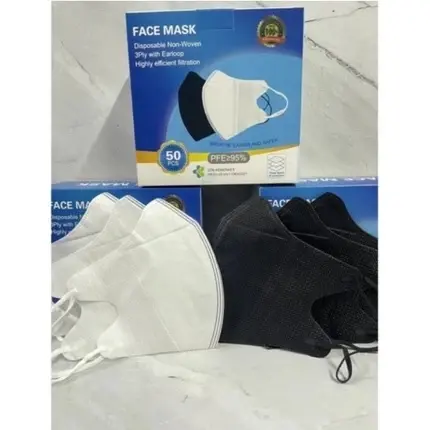PGS | PAKET 3 BOX | Masker Duckbill FACE MASK 50 Pcs  Warna Hitam dan Putih dengan Box 2