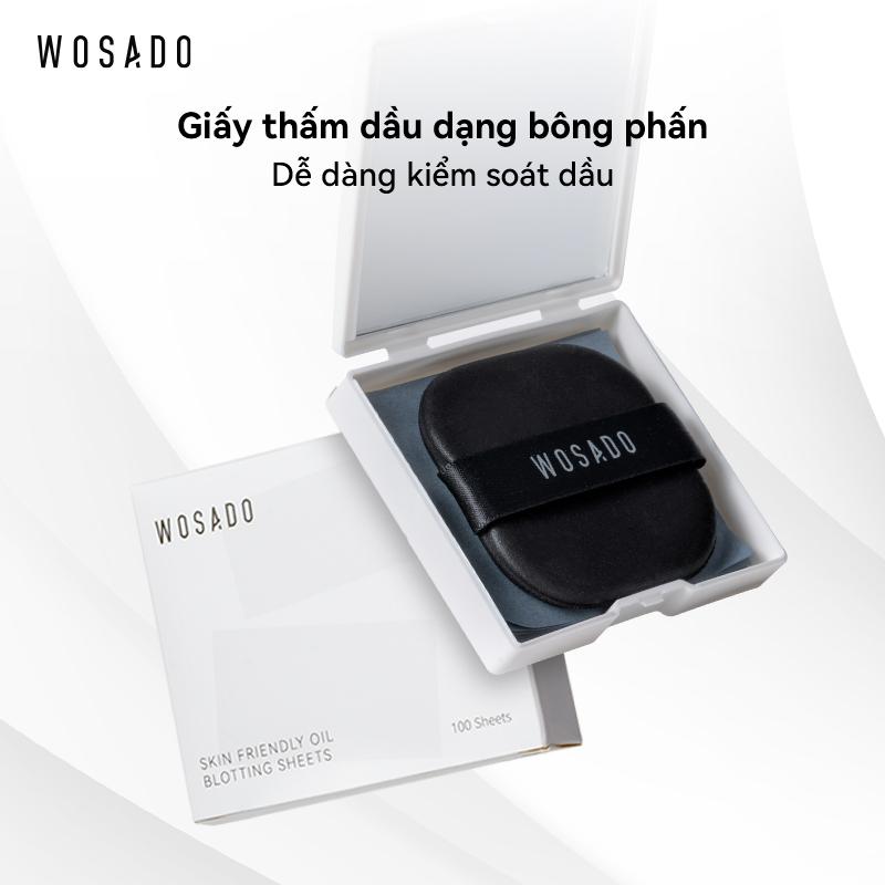  【WOSADO  Giấy thấm dầu  hút dầu siêu nhanh giúp nền mịn lì không trôi giấy than tre có hạt phấn phủ kèm bông phấn nhỏ gọn tiện lợi dễ mang theo 