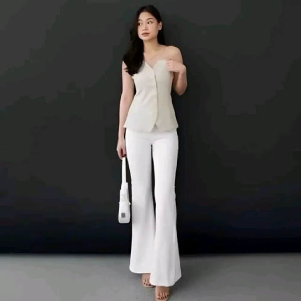 Celana Scuba Cutbray High Waist Premium Tebal ENCUBRAY - Kulot Basic Kantor Hitam Panjang Melar - Casual Wanita Formal