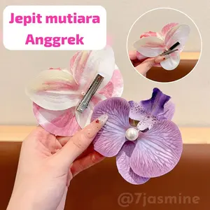Jepit Rambut Anggrek Mutiara Elegan Jepitan Bunga Ukuran 9cm sangat pas Palsu Gaya Korea Jepit Kuat Aksesoris Rambut Tidak Licin Cocok untuk Wanita Rambut Panjang Pernikahan Pesta Harian Pemotretan Gaya Cantik Oriental  Merah Clips Sanggul  Putih