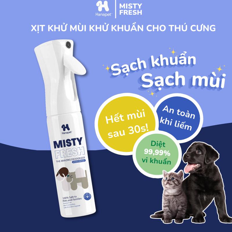 Bao bì mới Xịt khử mùi chó mèo Misty Fresh khử khuẩn an toàn cho thú cưng 300ml - Hana Pet Việt Nam