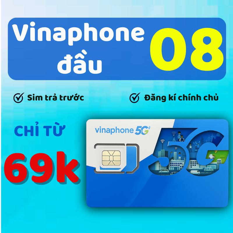 Sim Giá Rẻ Vinaphone 4G sim trả trước, Đầu 08 số đẹp giá chỉ 69k , sim nghe gọi, sim data, sim khuyến mãi vào mạng