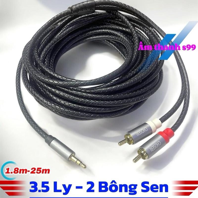 Dây 3.5 ra 2 bông sen RCA 1,8m - 10m dây lõi đồng dùng phát nhạc từ điện thoại tivi laptop máy tính bảng ..... qua loa kéo amly mixer vang optical dàn karaoke phụ kiện âm thanh chuẩn dây chắc chắn. Cao Su