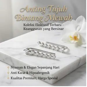 Anting Desain Bulan Sabit Tujuh Bintang - Simpel Mewah & Menonjolkan Wajah