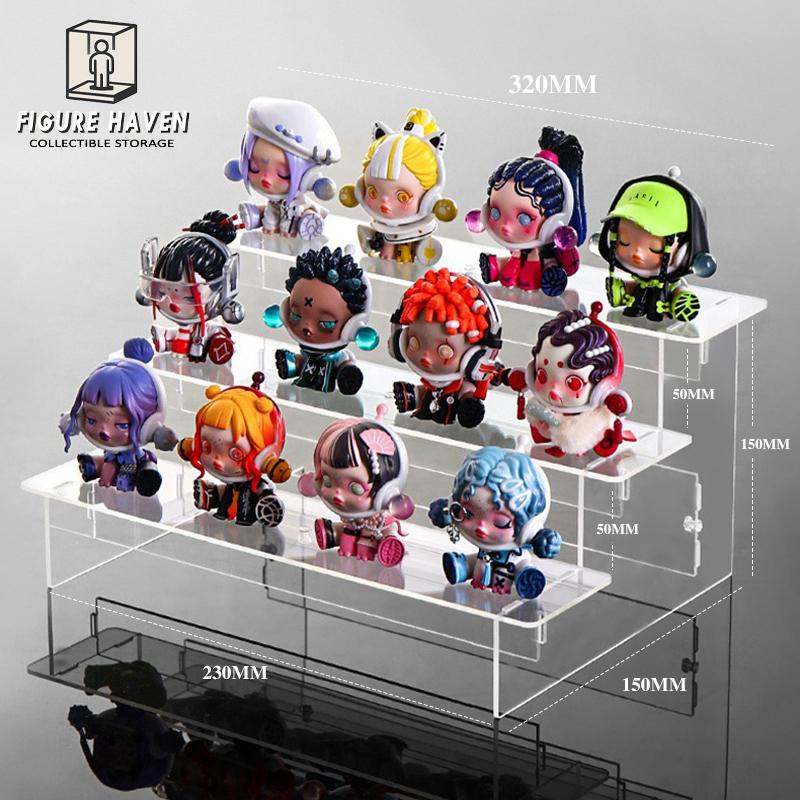 Giá Chân Đế Mô Hình Acrylic Kệ Nhiều Tầng Trong Suốt, Dễ Lắp Ráp, Thích Hợp Cho Tủ Kính Trưng Bày Mô Hình POP MART Thích hợp cho búp bê mini và đồ sưu tầm.
