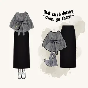 RB 7 - set kekinian outfit kekinian korean style | rok span | blouse salur | jilbab oneset remaja terbaru atasan bawahan setelan ootd