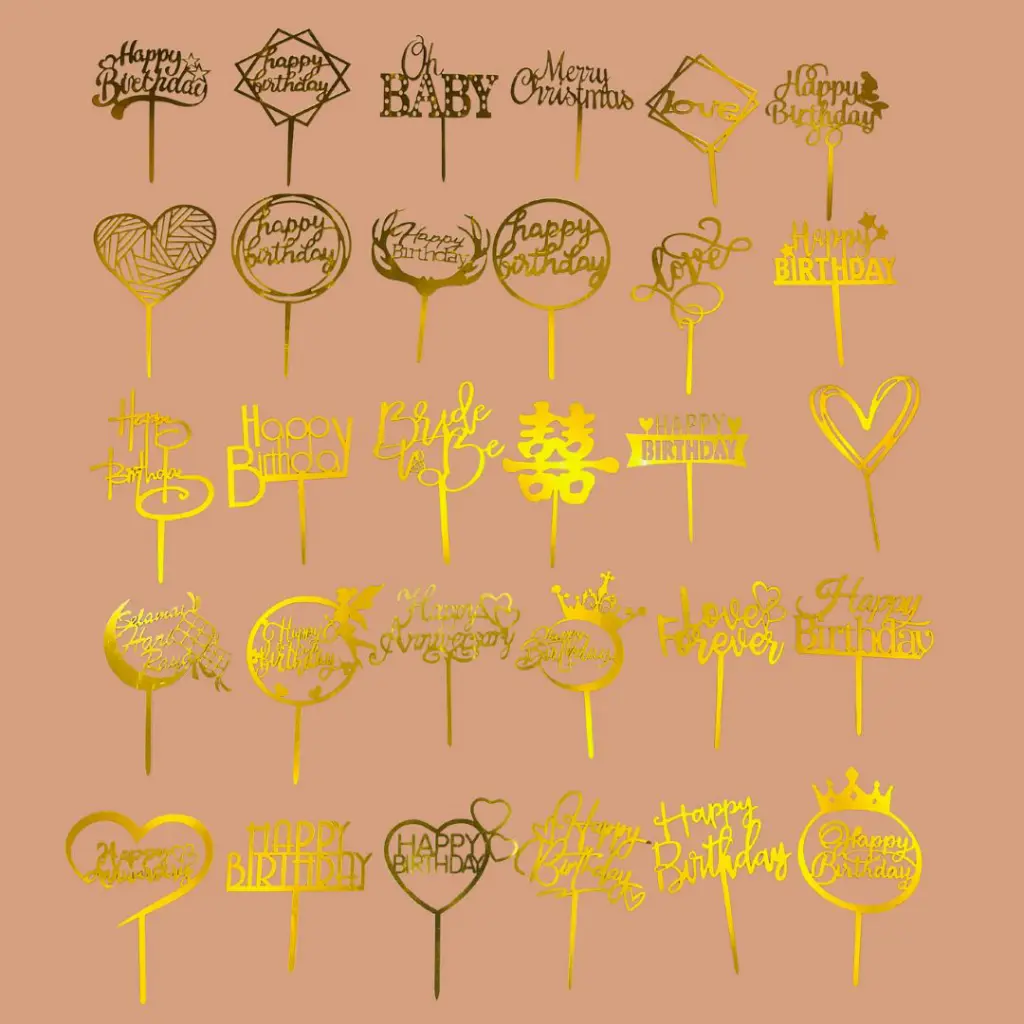 TOPPER ACRYLIC / HBD / HAPPY ANNIVERSARY / BRIDE TO BE / MERRY CHRISTMAS / SELAMAT HARI RAYA // LOVE