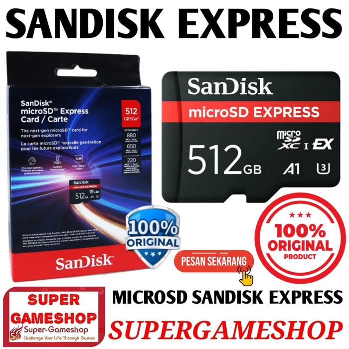 Gambar MicroSD 512GBGB - Micro SD 512GB Express Sandisk Express  Original Memory Card SanDisk microSDXC Express Card dari Super-Gameshop.id Kota Administrasi Jakarta Pusat Tokopedia