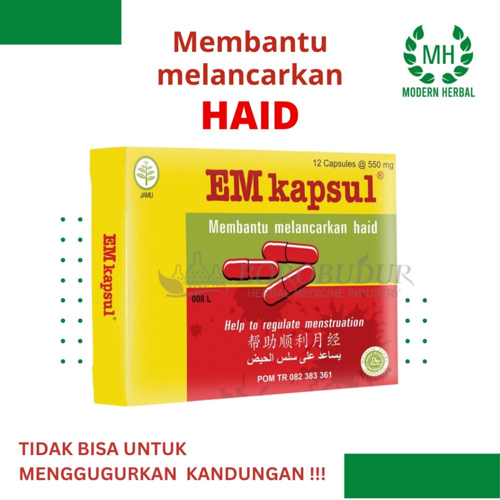 EM KAPSUL 12 KAPSUL - Borobudur Herbal - Membantu melancarkan haid dan meredakan nyeri haid