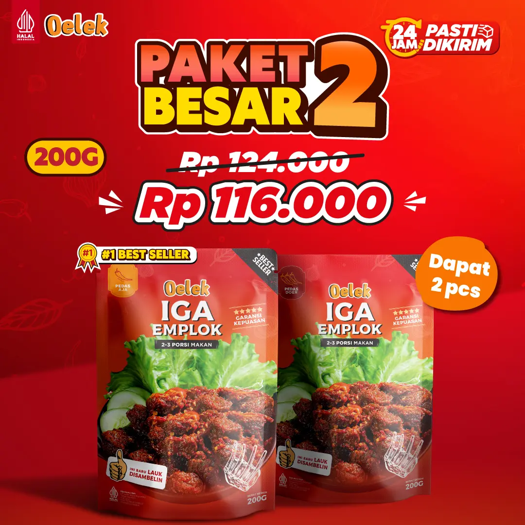 Makanan Paket Berdua Iga Emplok Oelek - 2 Pack Iga Emplok