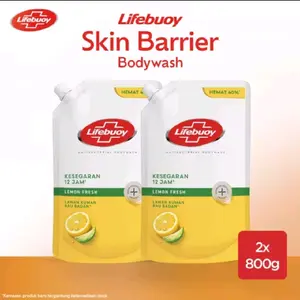 Lifebuoy Sabun Mandi Cair Lemon Fresh Antibacterial 800ML x2 ( isi dua) Membersihkan