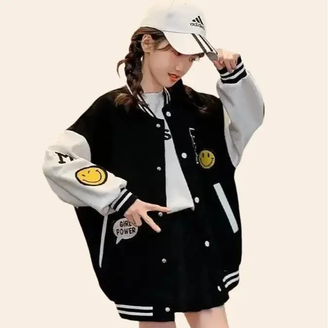 KG R SMILE KIDS JACKET BOMBER - JACKET BASEBALL ANAK - BAHAN FLEECE GRAMASI 240 - DETAIL SABLON - SWEATER BOMBER ANAK-ANAK 7