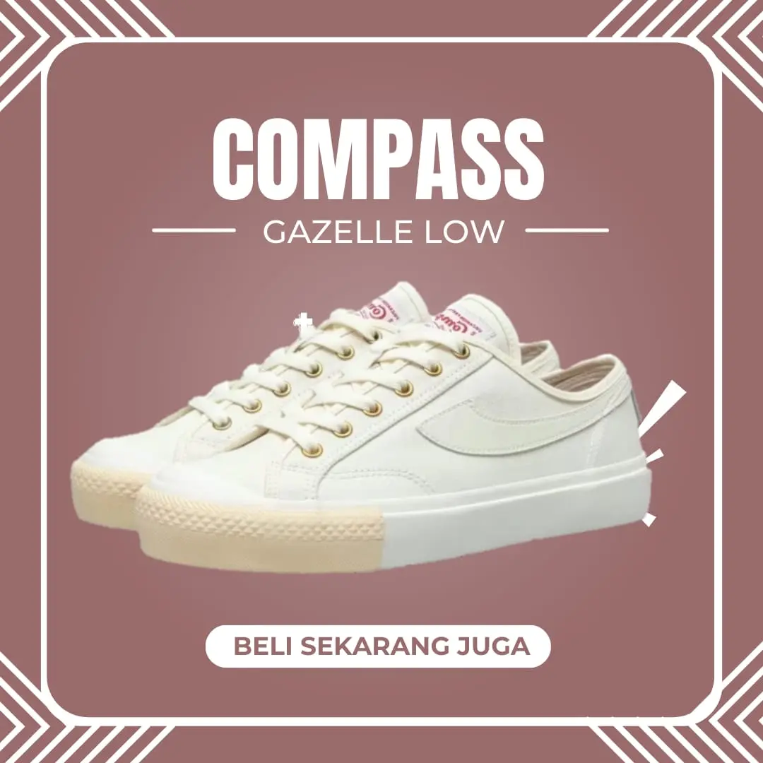 Rekomendasi Sepatu Compass Gazelle Crem Gum Canvas Casual