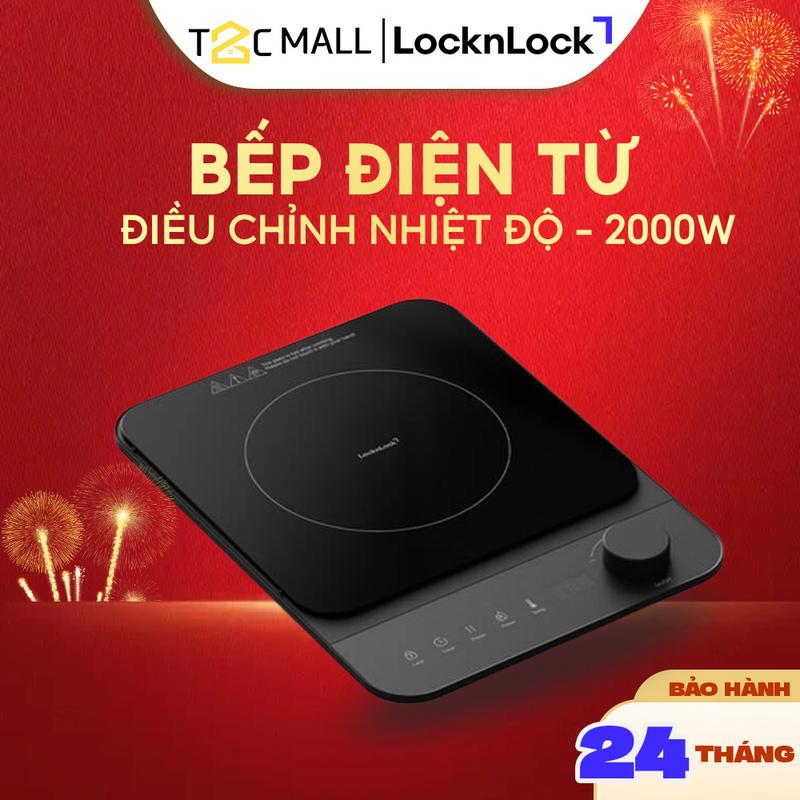 Bếp Điện Từ Locknlock Điều Chỉnh Nhiệt Độ, Hẹn Giờ, Công Suất 2000W Cao Cấp EJI351BLK - T2CMALL
