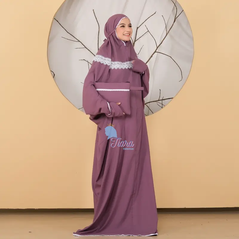 Mukena Terusan Lajuran Dewasa Katun Renda Muslim 2