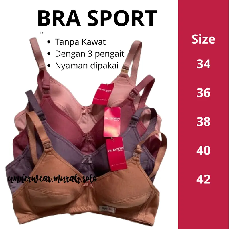 Paket Bra / BH Sport Dewasa Tanpa Busa Tanpa Kawat Polos Katun 3pc/6pc 0