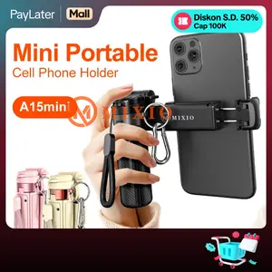 MIXIO A15 Mini Premium Pocket Grip Tripod Mini Selfie Stick Remote Control Tripod 3 In 1 Tongsis Tripod Bluetooth Quadpod