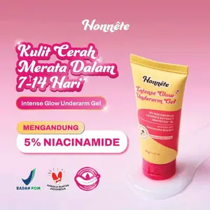 Honnete Intense Glow Underarm Gel - Gel Pemutih & Pencerah Ketiak dan area gelap lainnya, Anti Bau Badan, Menghaluskan dan Melembutkan Kulit