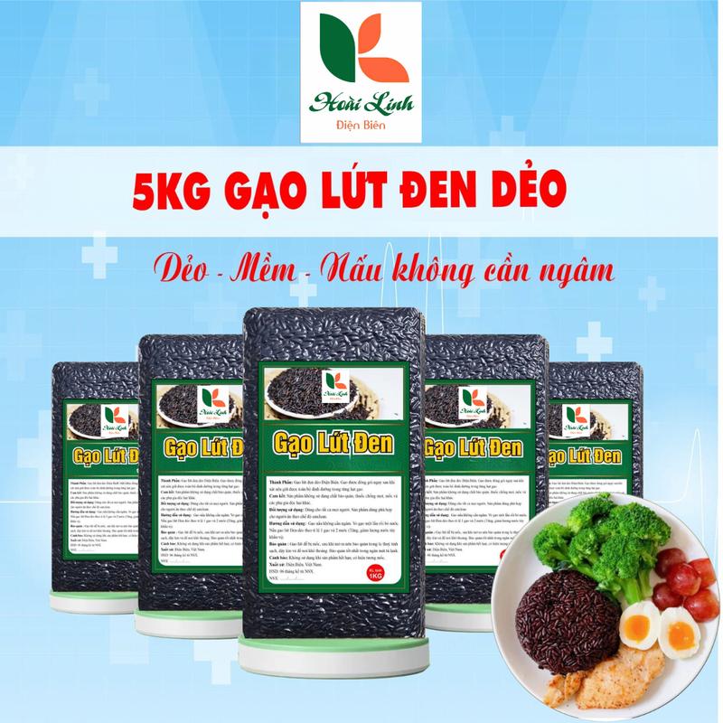 [COMBO SIÊU RẺ] 5kg gạo tẻ lứt đen dẻo, dẻo, mềm, thơm ngon, Healthy, thực dưỡng, Eatclean, hữu cơ, tư nhiên, gạo sạch (đóng mỗi túi 1 kg, hút chân không) Hữu cơ Tự nhiên Gói - Hoài Linh Điện Biên